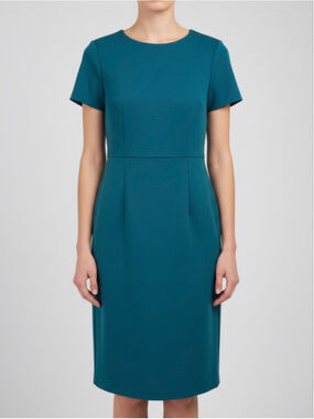 Women's Ann Taylor Petite Teal Short Sleeve Sheath Dress 4P